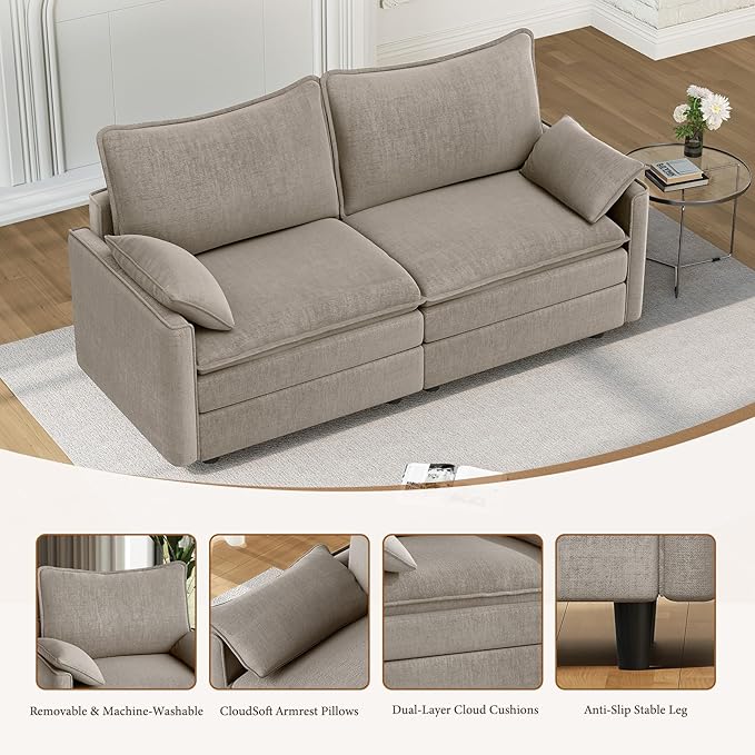 Vesgantti 74" Loveseat Sofa for Living Room, Comfy Cloud Couch Deep Seat - Image 5