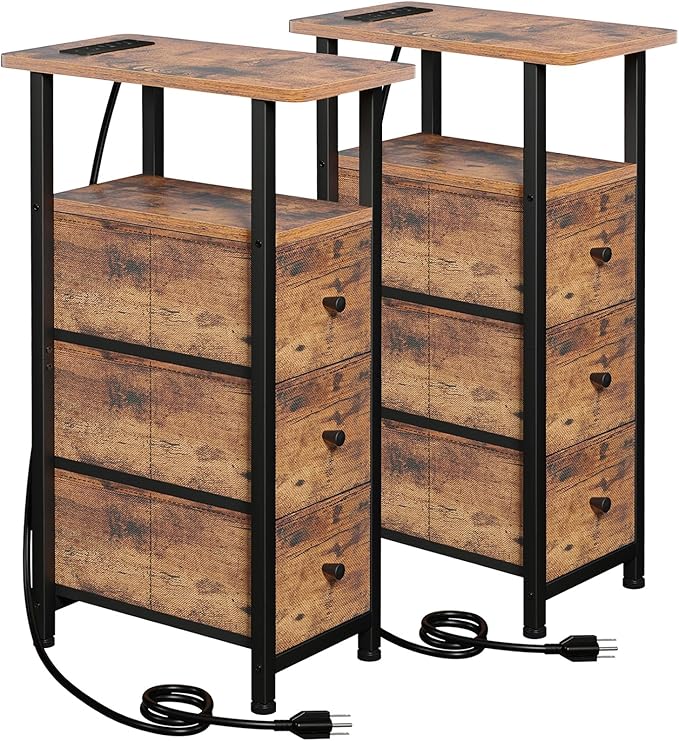 Narrow End Tables Living Room Set of 2 by LOAKEKEL