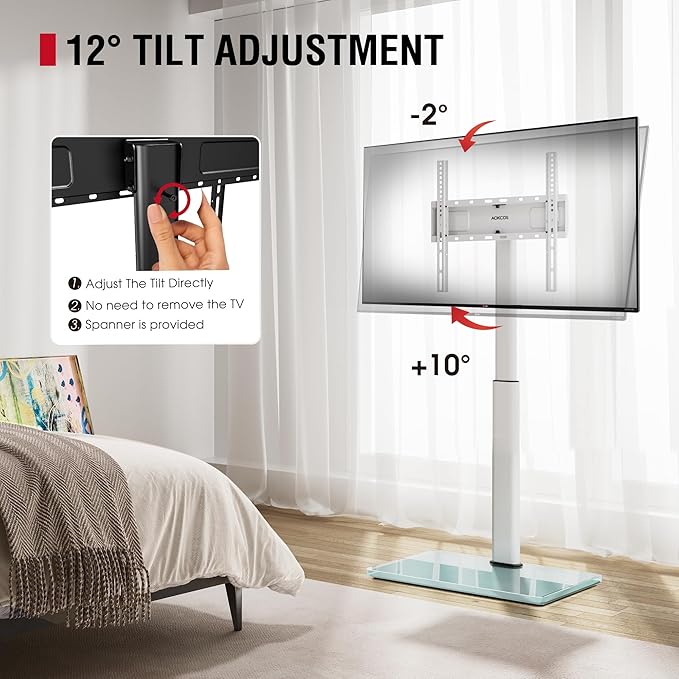 Swivel TV Floor Stand for 32-65 Inches TVs, 8 Level Height Adjustable Corner - Image 3