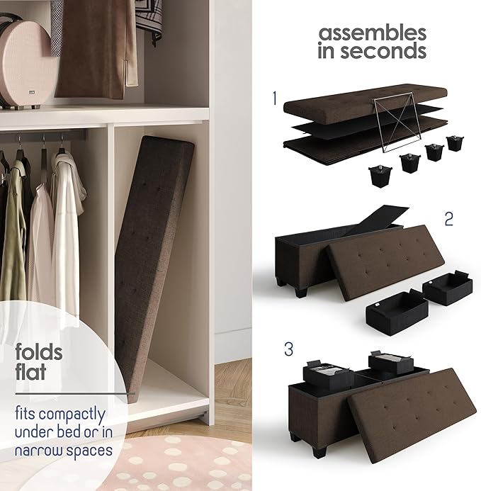 STORAGEBUD Storage Ottoman Bench - Image 7