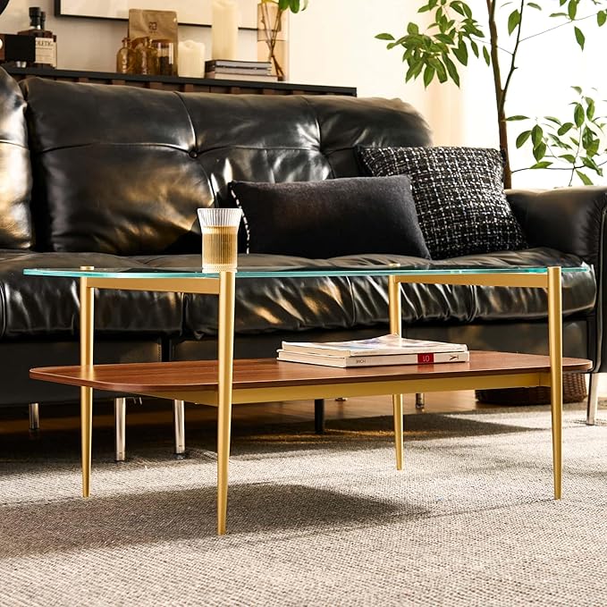 AGV LIGHTING Tadio Glass Coffee Table, Mid-Century Modern Coffee Table - Image 4