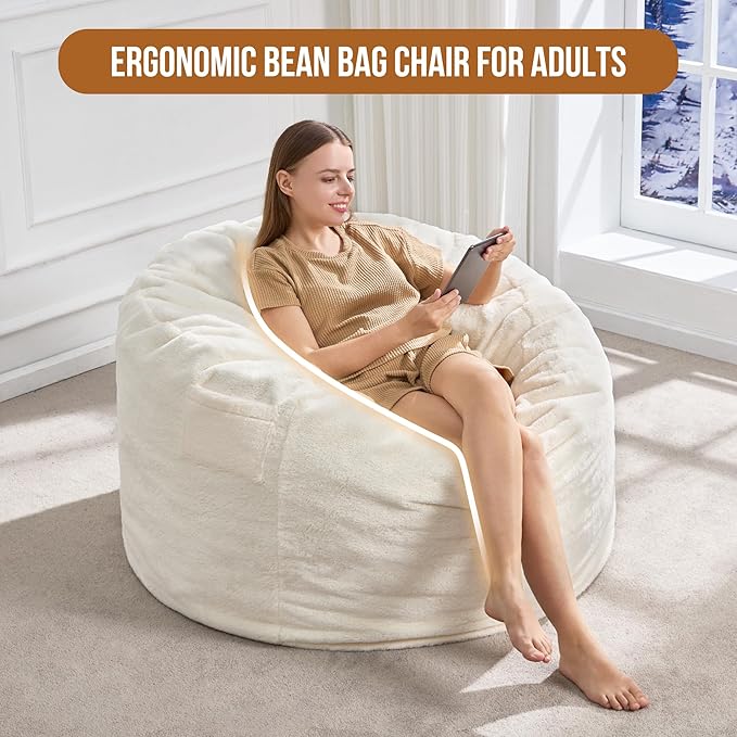 Hobestluk 3ft Bean Bag Chairs for Adults Large Beanbag Chair - Image 3