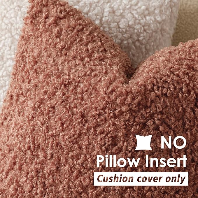 Foindtower 2 Pieces 16x16 Inch Dusty Pink, Faux Fur Throw Pillow Cover Accent - Image 3