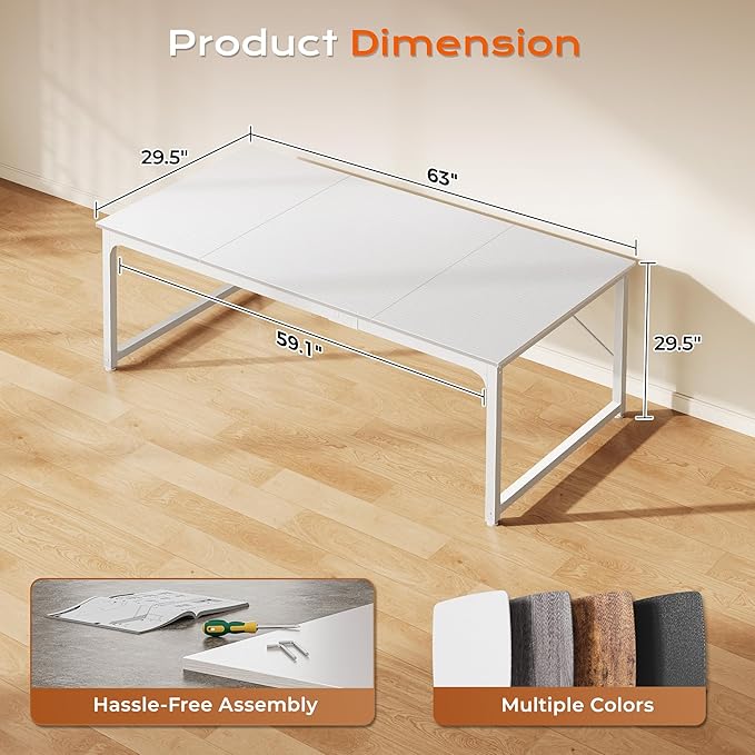 PRAISUN 63 x 29.5 Inch Computer Desk - Image 3
