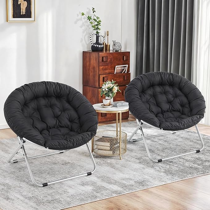 MoNiBloom Round Folding Saucer Chairs Set of 2 - Image 2