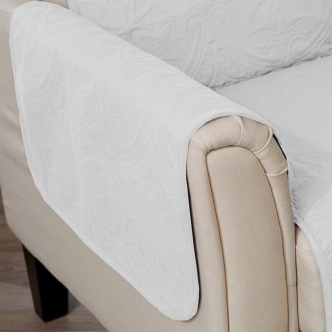 Great Bay Home Medallion Stitched Solid Furniture Protector Stain Resistant - Image 5
