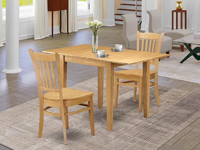East West Furniture NDGR3-OAK-W 3 Piece Dinette Set - Image 2