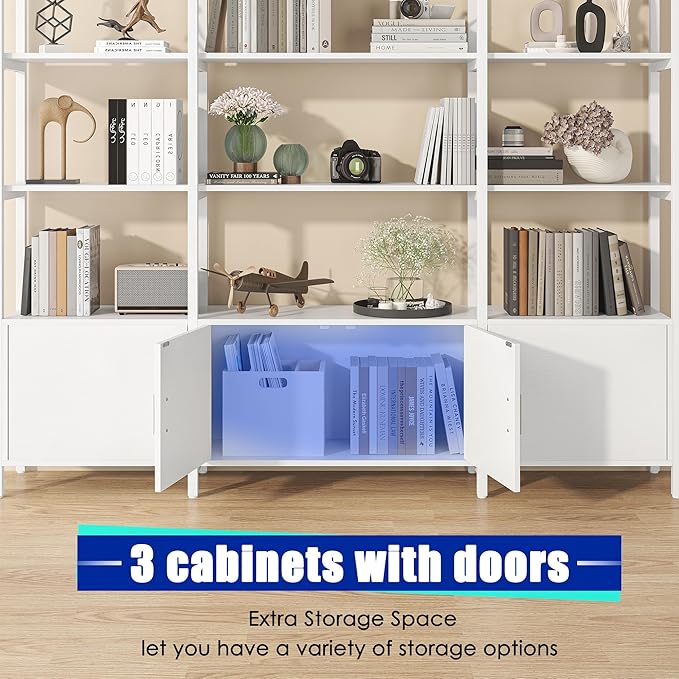 Triple Wide 5 Tier Tall Arched Bookshelf and Bookcase - Image 3