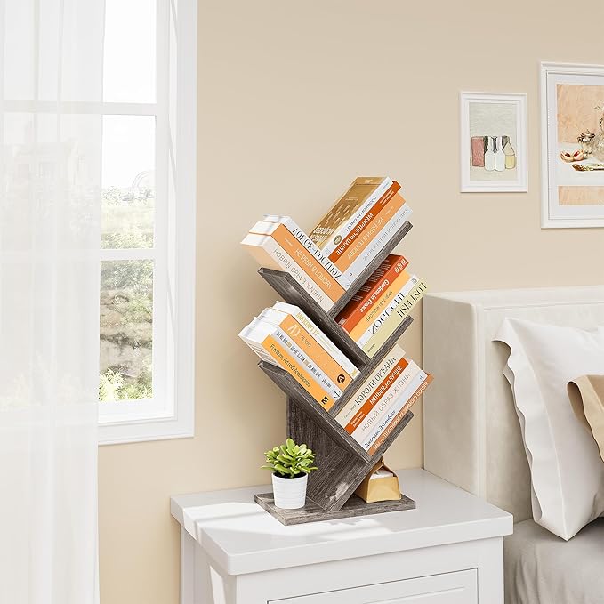 Hoctieon 4 Tier Tree Bookshelf, 4 Shelf Bookcase, Free Standing Tree Bookcase - Image 2