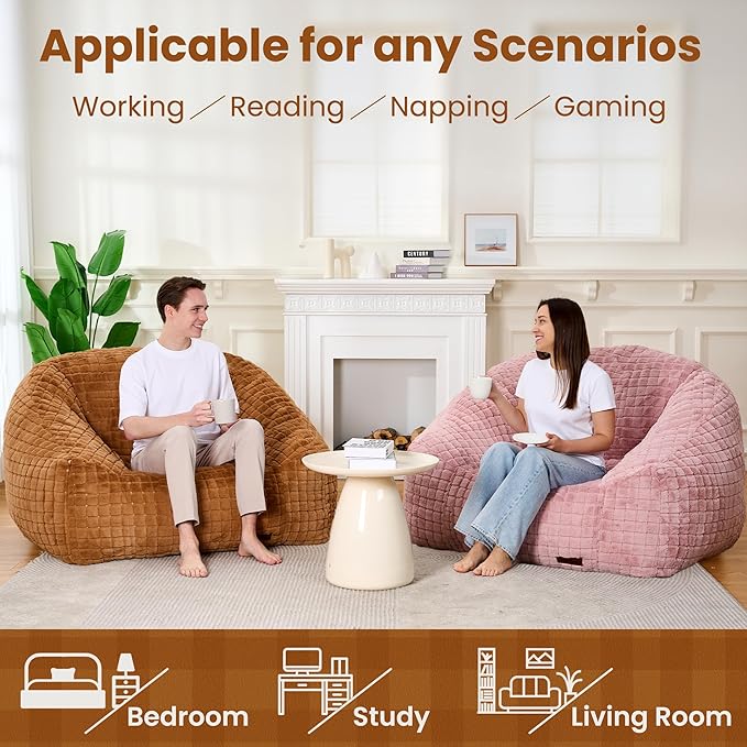 Bean Bag Chairs for Adults, Giant Beanbag Sofa Comfy Reading Chair, Oversized - Image 3