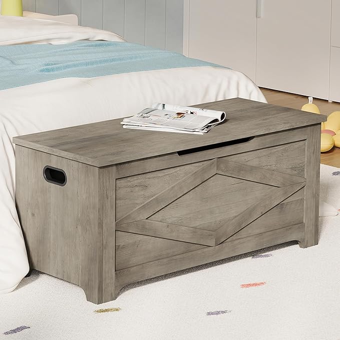 GarveeHome 39.4" Storage Chest, Wooden Storage Bench - Image 4