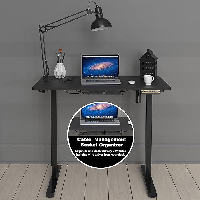 SHW 40 x 22 Inches Electric Height Adjustable Sit to Stand Desk - Image 2