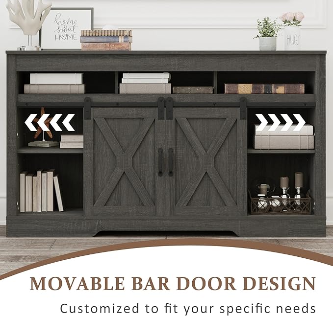 RoyalCraft Farmhouse TV Stand for 65+ Inch TV, Rustic Wood Media Console - Image 2
