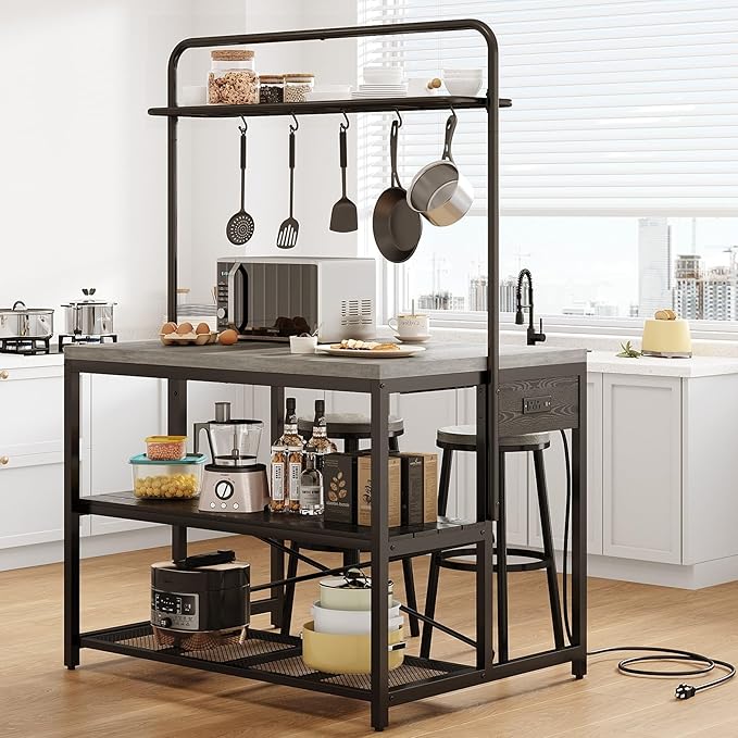 46" Large Kitchen Island Table Baker Rack by JOCOEVOL
