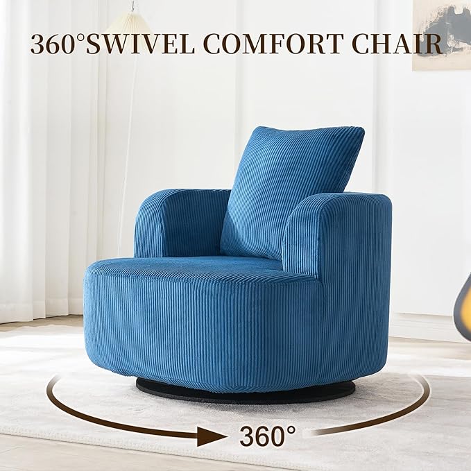 Furnimart 360° Swivel Barrel Accent Chair Set of 2, Round Upholstered Comfy - Image 3
