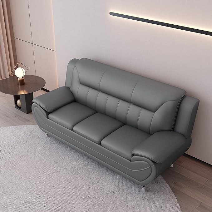 Container Furniture Direct Michael Modern Faux Leather Upholstered Stainless - Image 8