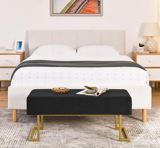 Modern Style Bedroom Double Seat Bench, Cushioned Bed end Stool, Living Room - Image 4
