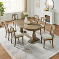 KEIKI Retro 7-Piece Wooden Dining Table Set by Unknown