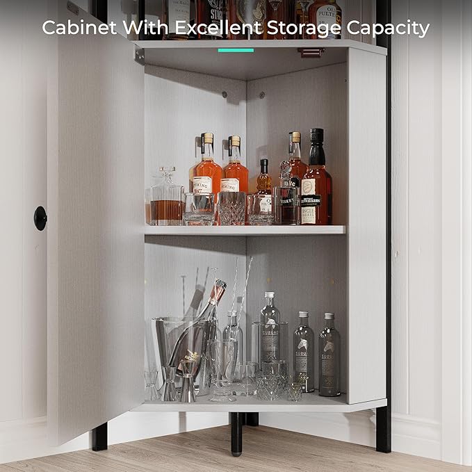63” Tall Corner Bar Cabinet, Farmhouse Liquor Cabinet - Image 6