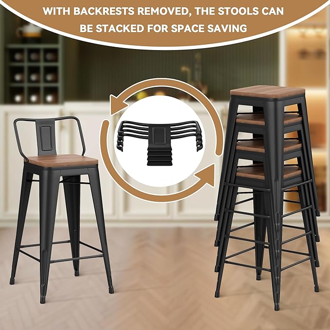 26 Inch Swivel Bar Stools Set of 4 - Image 4