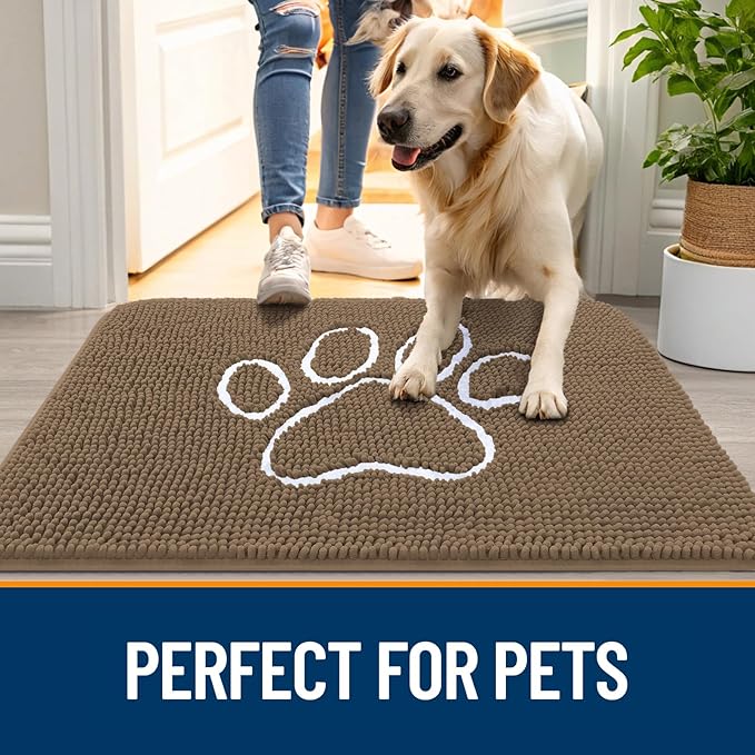 OLANLY Door Mat for Muddy Dog Paws 40x32, Ultra Absorbent Chenille Mud Doormat - Image 6