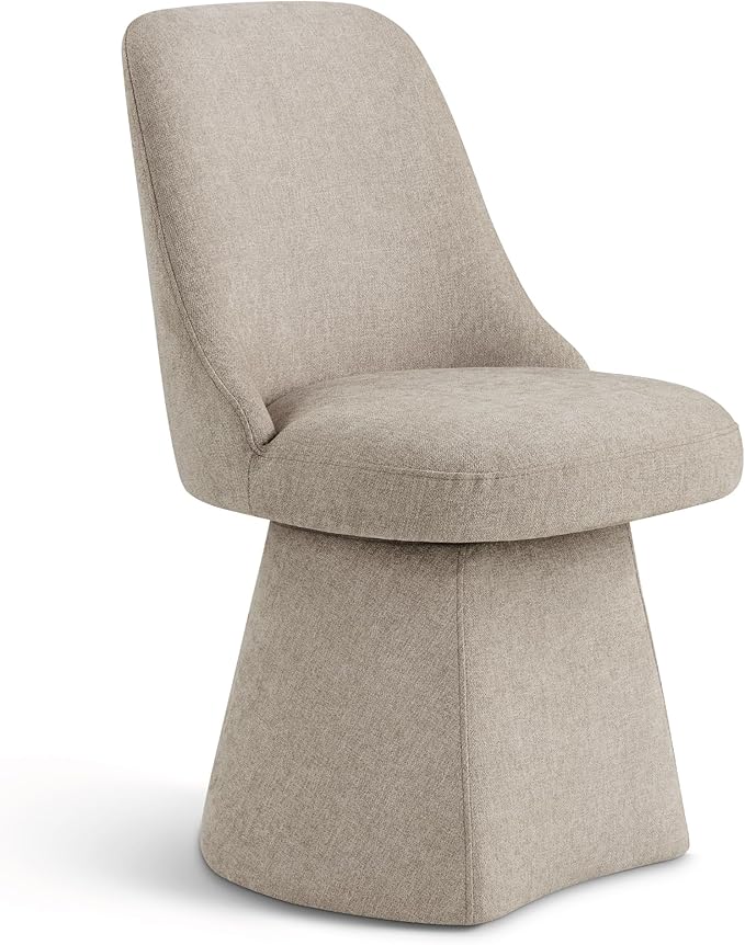 Swivel Dining Chair Mid Century Modern DeskChair High Back Upholstered Linen by Kislot