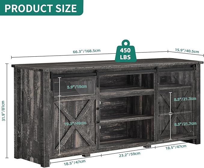 YITAHOME Farmhouse TV Stands for 75 Inch TV - Image 2
