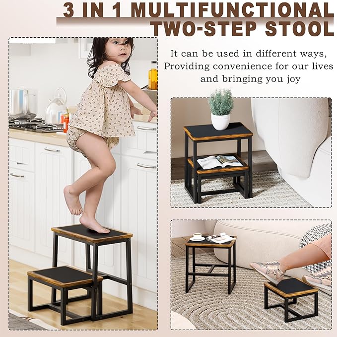 Step Stool for Adults, Holds up to 500Lb, 3 in1 Heavy Duty Sturdy Two - Image 4