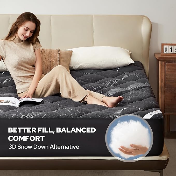 BEDLORE King Mattress Topper, Viscose Made from Bamboo Soft Pillow Top Mattress - Image 4