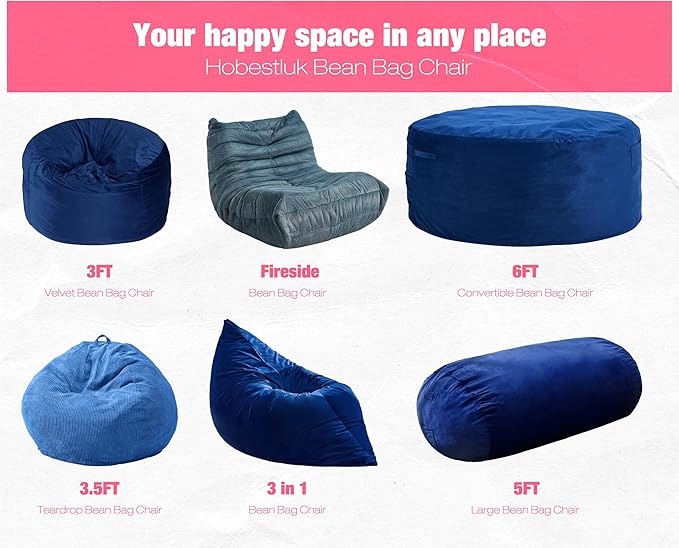 Hobestluk 5FT Bean Bag Chair Large Beanbag Lounger - Image 7
