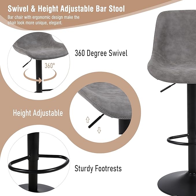 Bar Stools, Swivel Counter Height Barstools - Image 5