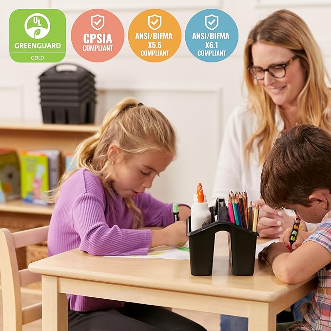 ECR4Kids 24in x 24in Hardwood Table and Chair Set2in Seat Height, Kids Furniture - Image 6