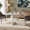 47" Round Dining Table for 4-6, Modern Small Dinner Table Farmhouse Round by LynginsCreativeLife