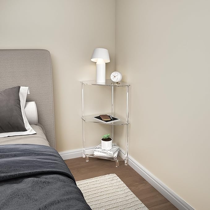 Eglaf Acrylic Corner Side Table - Image 7