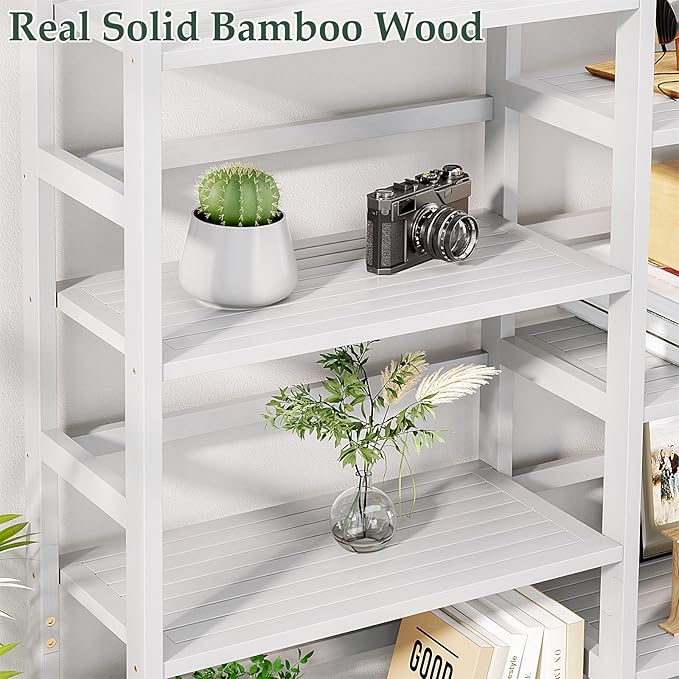Homykic Bamboo Triple Wide Shallow Bookshelves and Bookcases, 6-Tier 6ft Tall - Image 8