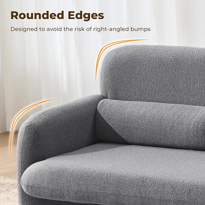 Furnimart Modern Loveseat Sofa, Comfy Upholstered Minimalist Couch, Small - Image 5