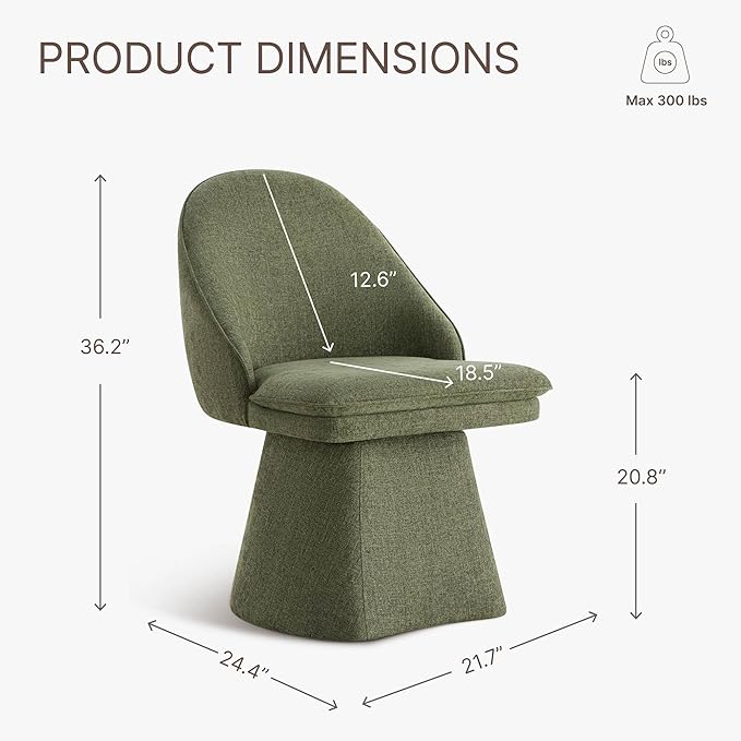 Swivel Dining Chairs Modern Desk Chair Upholstered Linen Fabric Side Chair - Image 3