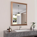 Amorho Bathroom Mirror, 28 X36 Inch Wall Mirror, Walnut Wood Grain Metal Framed by Amorho