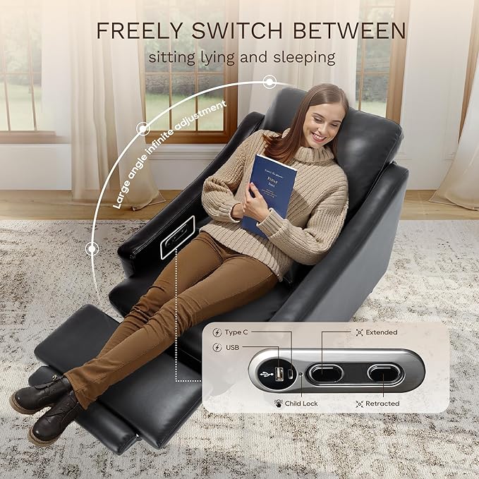 COLAMY Pushback Electric Recliner Chair, Premium Leather Upholstery - Image 4