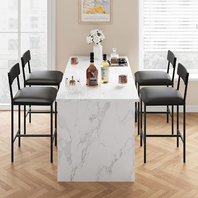 GarveeHome Bar Stools Set of 4, Upholstered Counter Height Bar Stools - Image 3