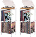 Acrylic Record Player Stand Set of 2, 3-Tier Clear Turntable Table by Bkemiy