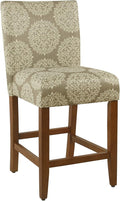 HomePop Upholstered Counter Height Barstool, Taupe and Cream Medallion by HomePop
