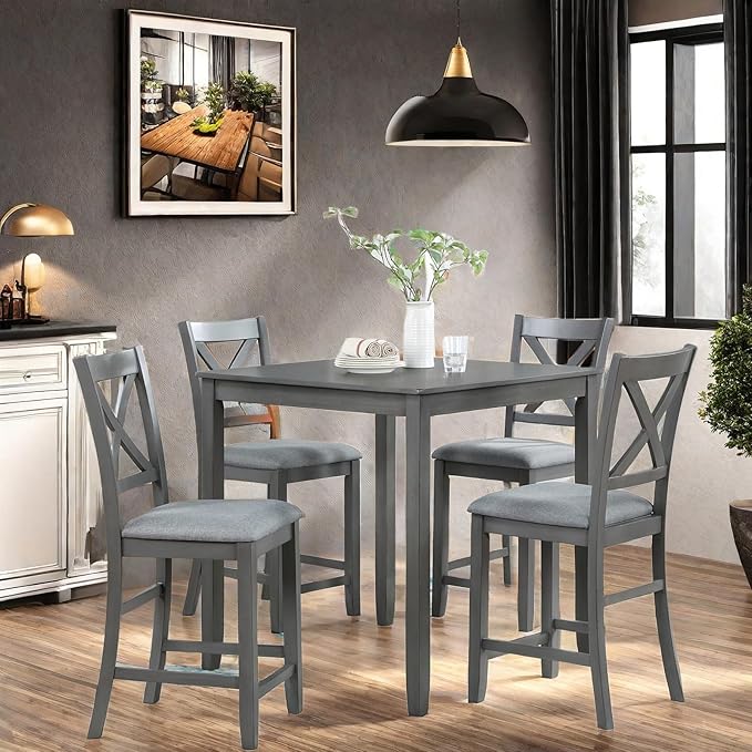 5PCS Dining Table Set, Counter Height Kitchen Table Set by ChicFurnit