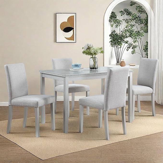 Dining Table Set for 4, 5-Piece Kitchen Table & Chairs Set by ChicFurnit