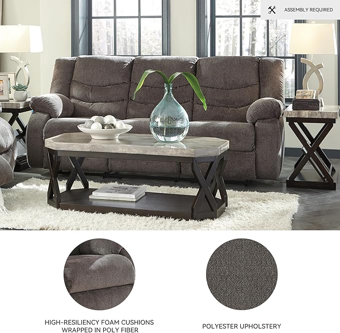 Signature Design by Ashley Tulen Modern Manual Pull Tab Reclining Sofa - Image 4