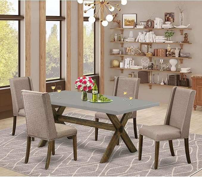 East West Furniture X797FL716-5 5 Piece Dining Table Set - Image 2