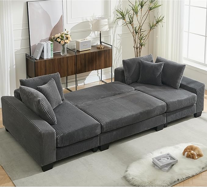 Symmetrical U Shaped Sectional Sofa Convertible Pull Out Sleeper Sofabed - Image 2