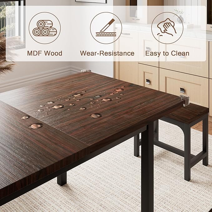 5 Pieces Dining Room Table Set for 4-6, Small Dining Table Set - Image 5