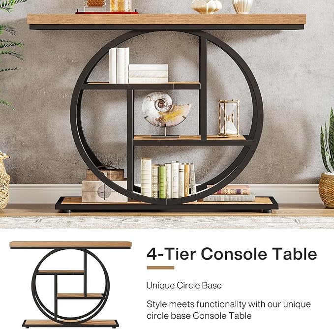 Tribesigns 41.3" Console Table, Industrial 4-Tier Sofa Table Entryway Table - Image 4