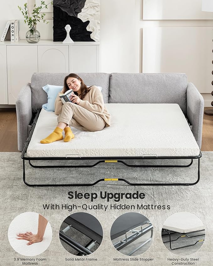 Queen Size Pull Out Sofa Bed, 2 in 1 Convertible Sleeper Sofa Couch - Image 10